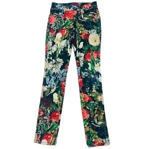 Alice & Olivia vintage bouquet floral flower tropical garden skinny jeans. Sz 2